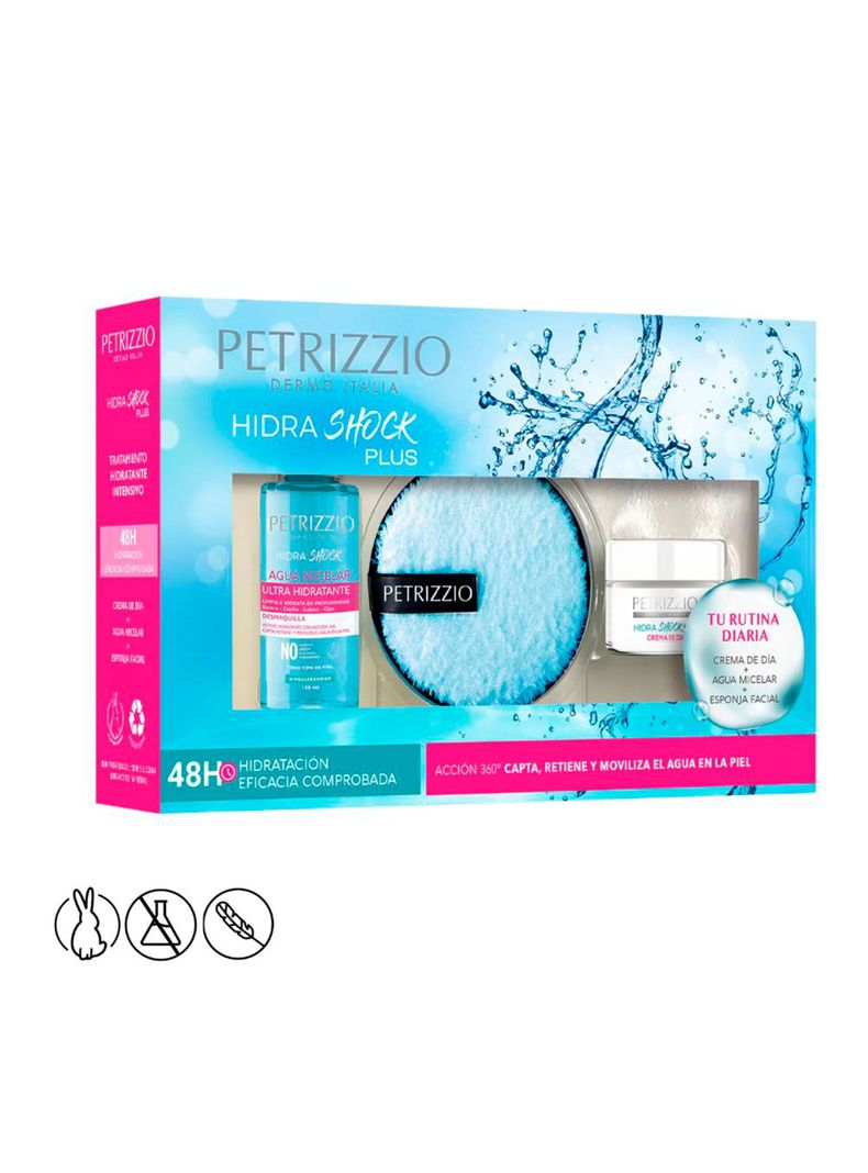 Tripack HidraShock Plus Crema + Agua Micelar + Sponge-1