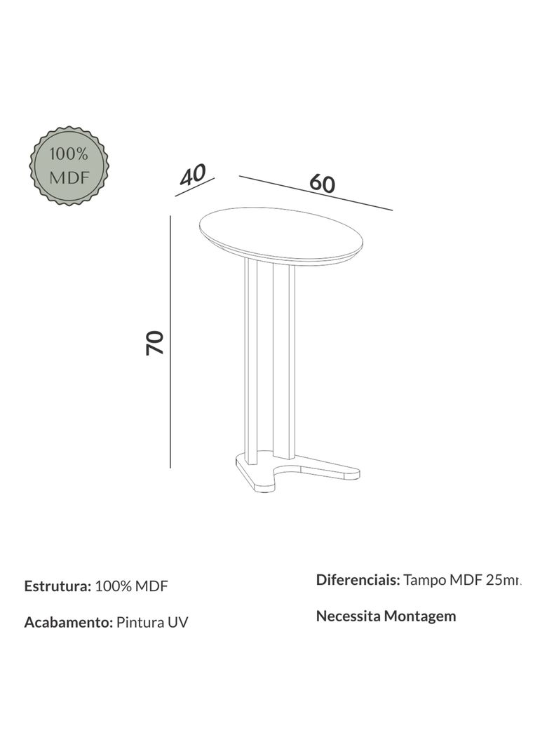 Mesa lateral TB604 60x40 cm-1