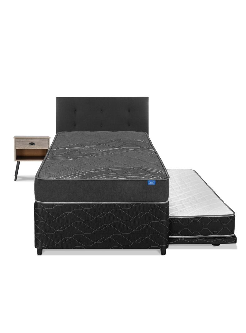 Diván Black 1.5 Plazas + Respaldo Royal + Velador Rock-1