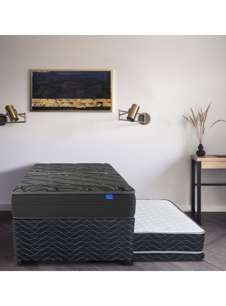 Diván Black 1.5 Plazas + Respaldo Royal + Velador Rock-4