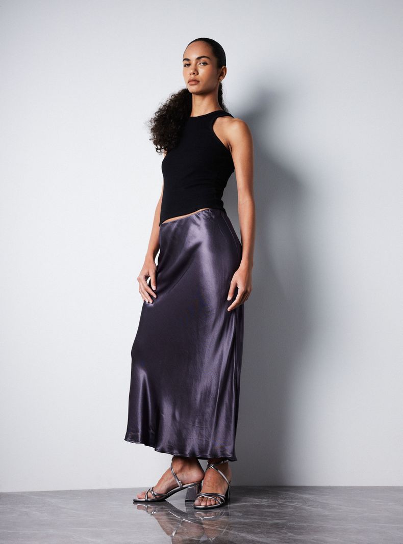 Falda Midi Satín-4