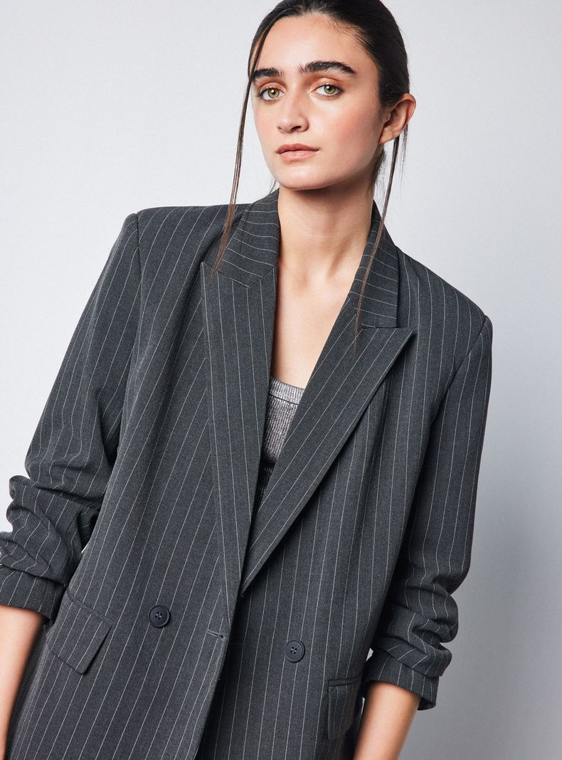 Blazer Oversize Botón Rayado-3