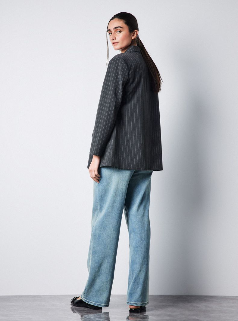 Blazer Oversize Botón Rayado-5