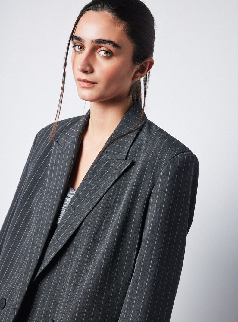 Blazer Oversize Botón Rayado-2