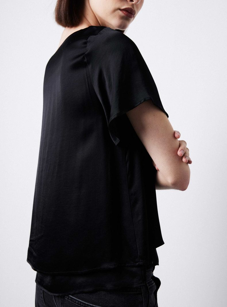 Blusa Manga Ángel Escote V Satín-3