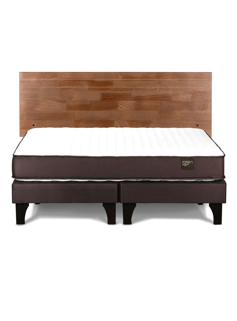 Cama Europea Ergo T 2 Plazas Base Dividida + Respaldo Tabor Café-1