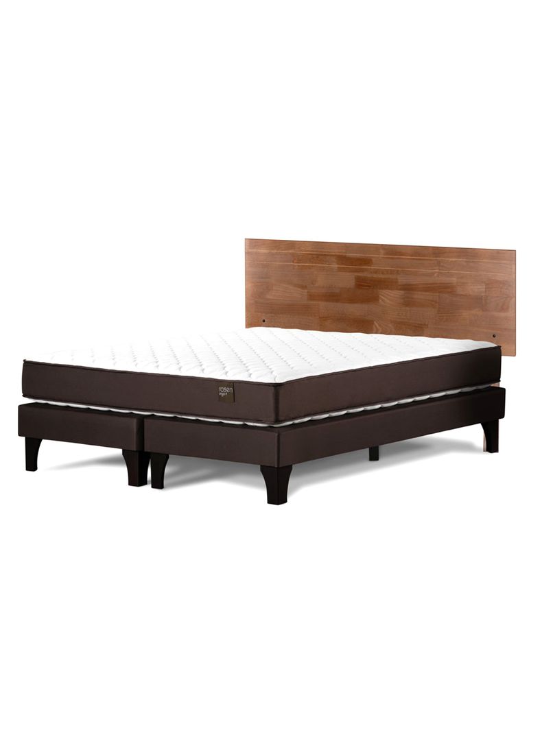 Cama Europea Ergo T 2 Plazas Base Dividida + Respaldo Tabor Café-0