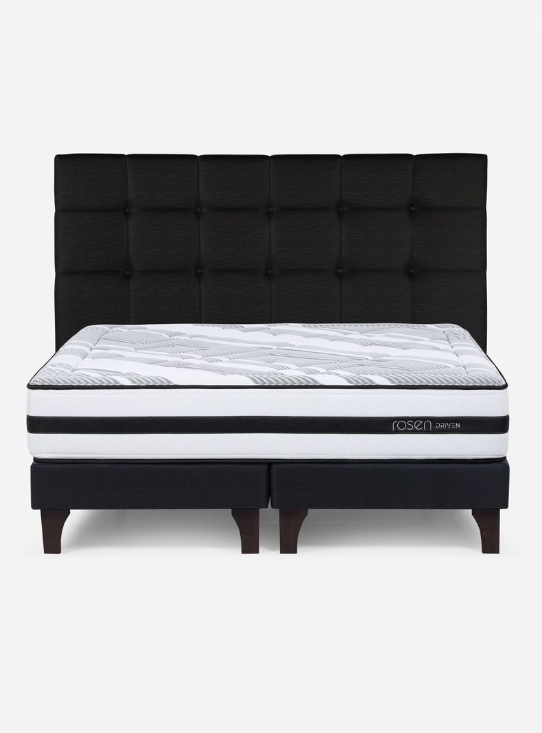 Cama Europea Driven Súper King + Respaldo Issey Grafito-1