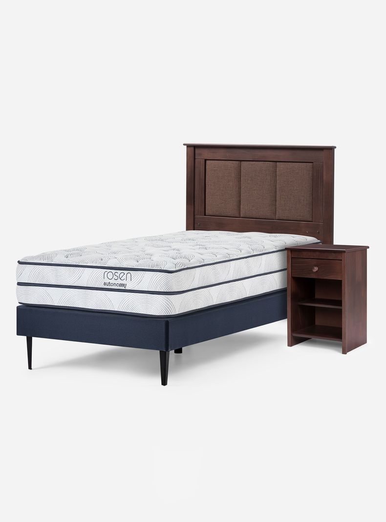 Cama Europea Autonomy Sky 1.5 Plazas + Respaldo Café-0
