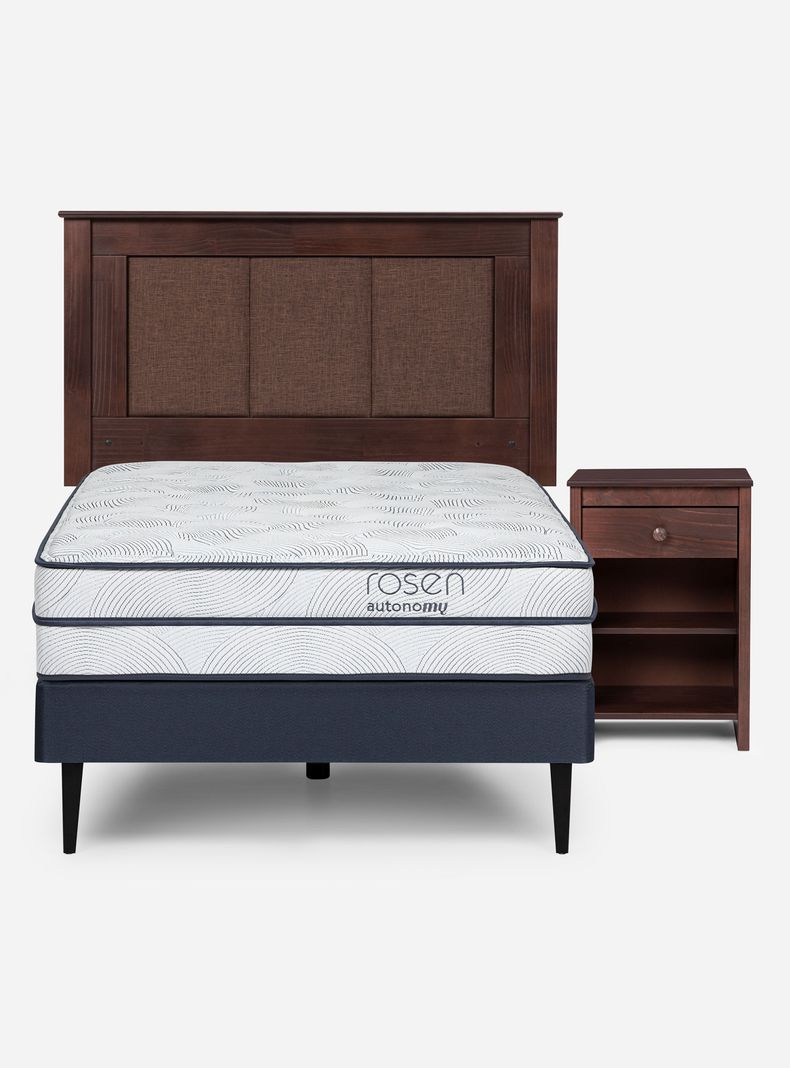 Cama Europea Autonomy Sky 1.5 Plazas + Respaldo Café-1