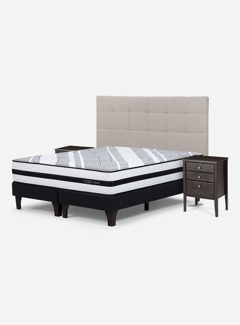 Cama Europea Driven Súper King + Set de Muebles Issey Niebla-0