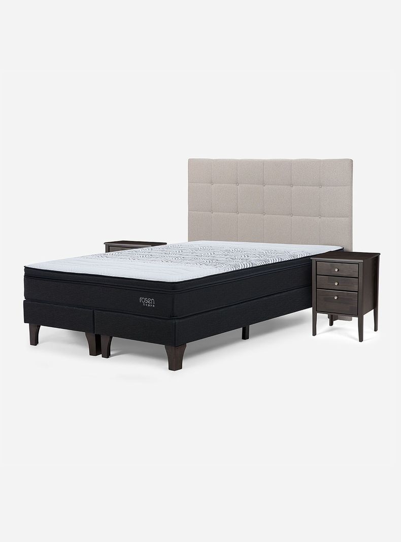 Cama Europea Tempo Súper King + Set de Muebles Issy Niebla