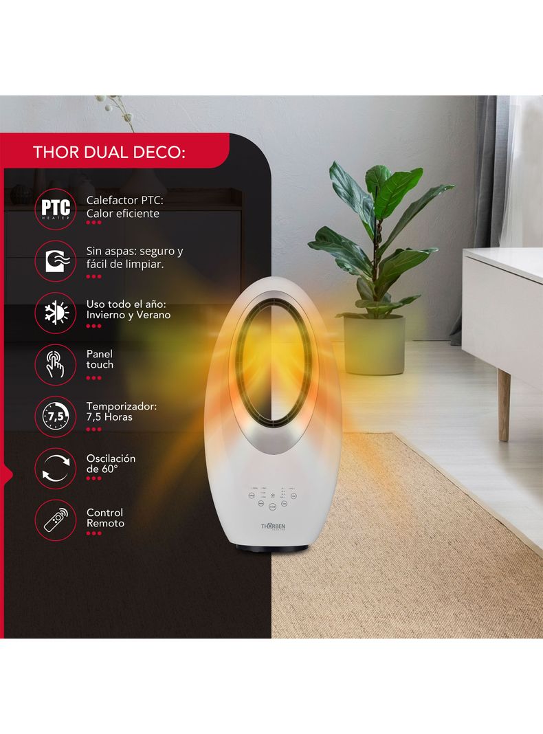 Calefactor sin Aspas 2000W Thor Dual Deco Blanco-2