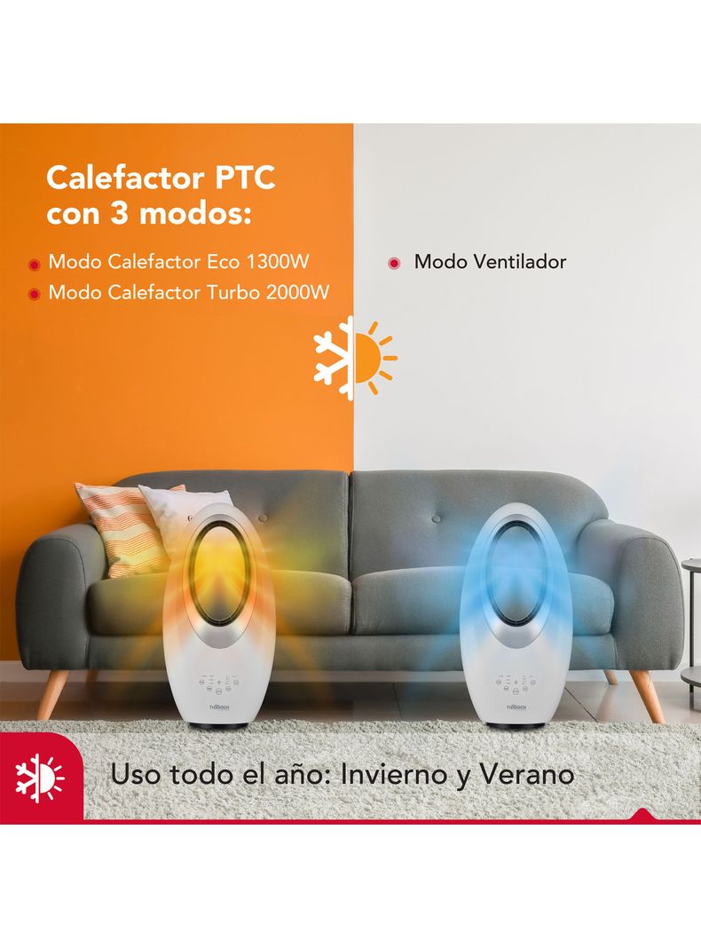 Calefactor sin Aspas 2000W Thor Dual Deco Blanco-4