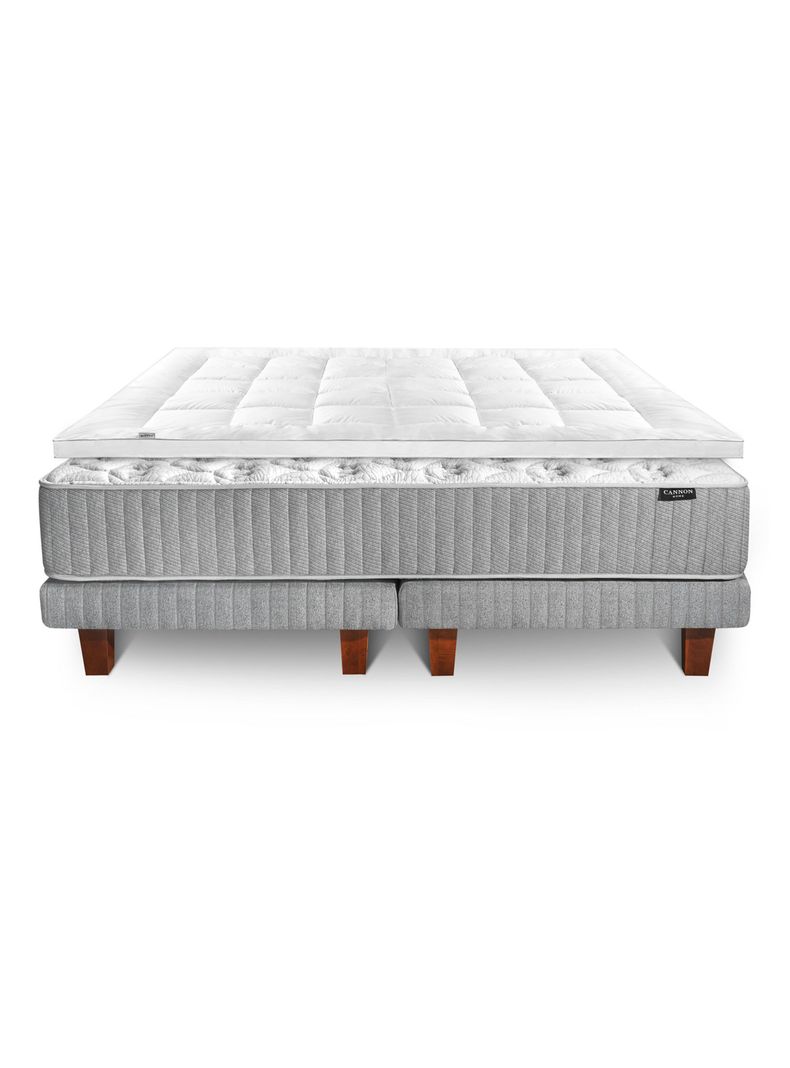 Cama Europea Hybrid Cotton 2 Plazas Base Dividida + Topper + Almohada Down Alternative-2