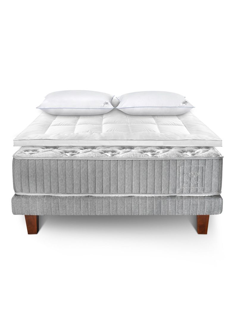 Cama Europea Hybrid Cotton 2 Plazas Base Dividida + Topper + Almohada Down Alternative-1