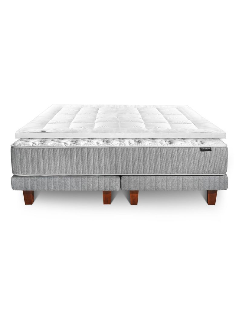 Cama Europea Hybrid Cotton King + Topper + Almohada Down Alternative-2