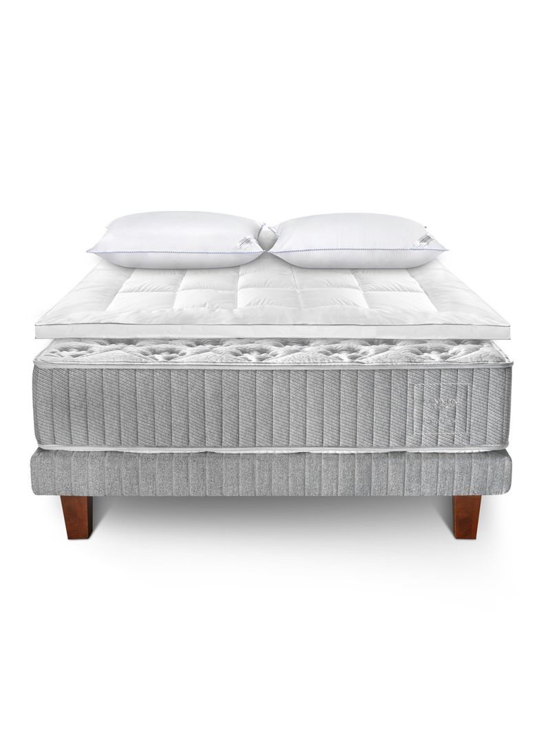 Cama Europea Hybrid Cotton King + Topper + Almohada Down Alternative-1