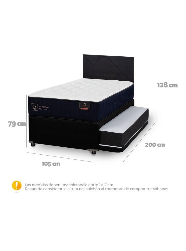 Diván Premium Black 1.5 Plazas Respaldo Villarrica Negro-1