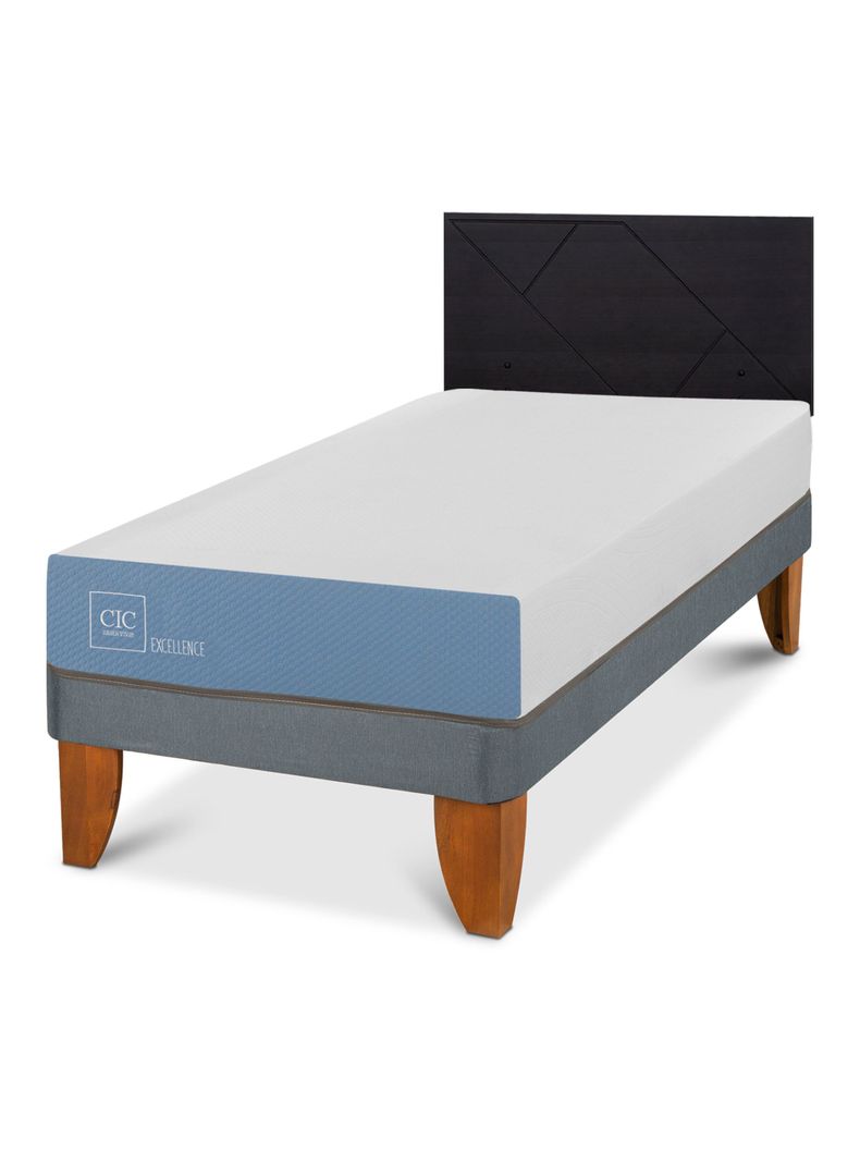 Cama Europea Excellence 1 Plaza x190 cm + Respaldo Villarrica Negro-0