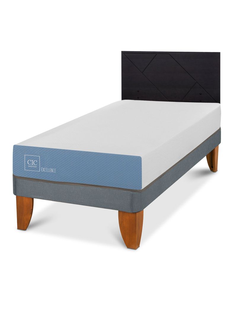Cama Europea Excellence 1.5 Plazas x190 cm + Respaldo Villarrica Negro-0