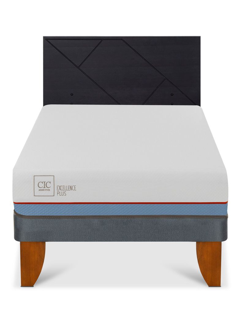 Cama Europea Excellence Plus 1.5 Plazas + Respaldo Villarrica Negro-2