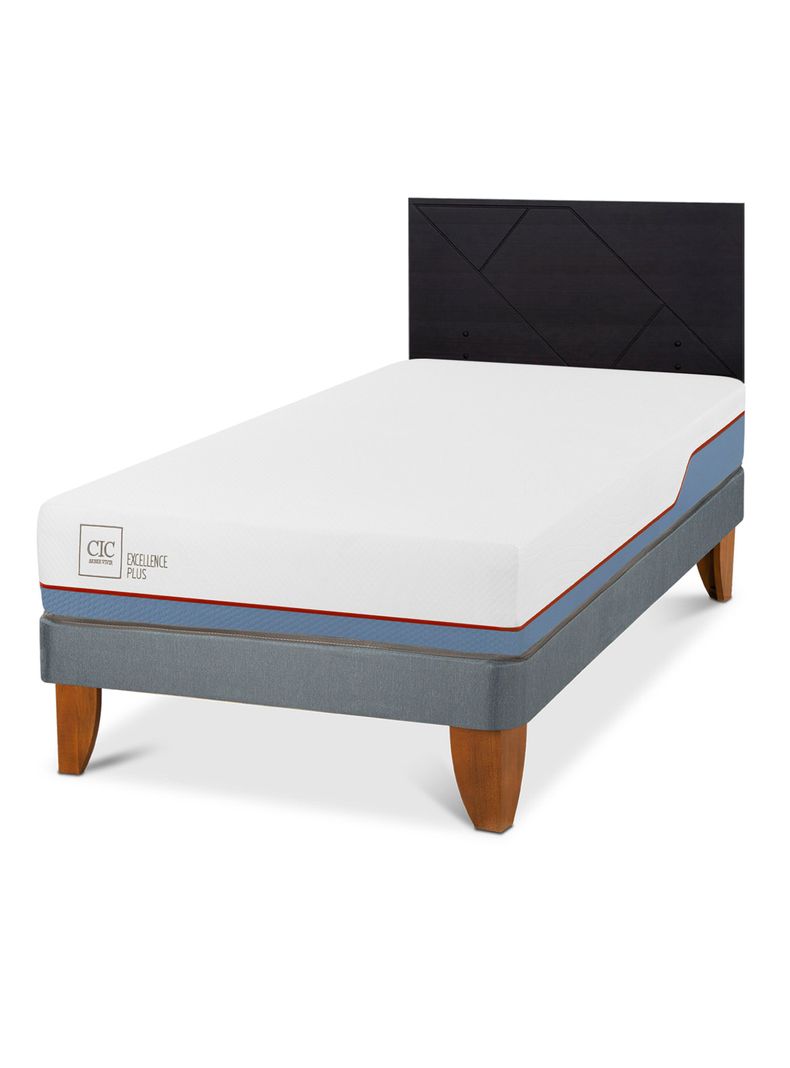 Cama Europea Excellence Plus 1.5 Plazas + Respaldo Villarrica Negro-0