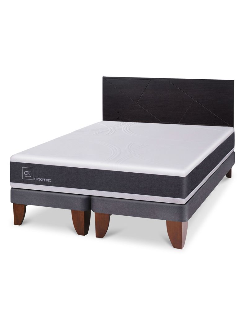 Cama Europea Ortopedic 2 Plazas Base Dividida + Respaldo Villarrica Negro-0