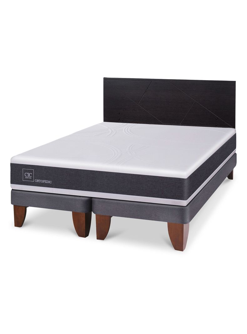 Cama Europea Ortopedic King + Respaldo Villarrica Negro