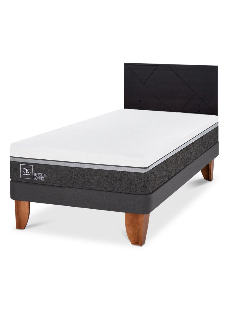 Cama Europea Ortopedic Advance 1.5 Plazas + Respaldo Villarrica Negro-0