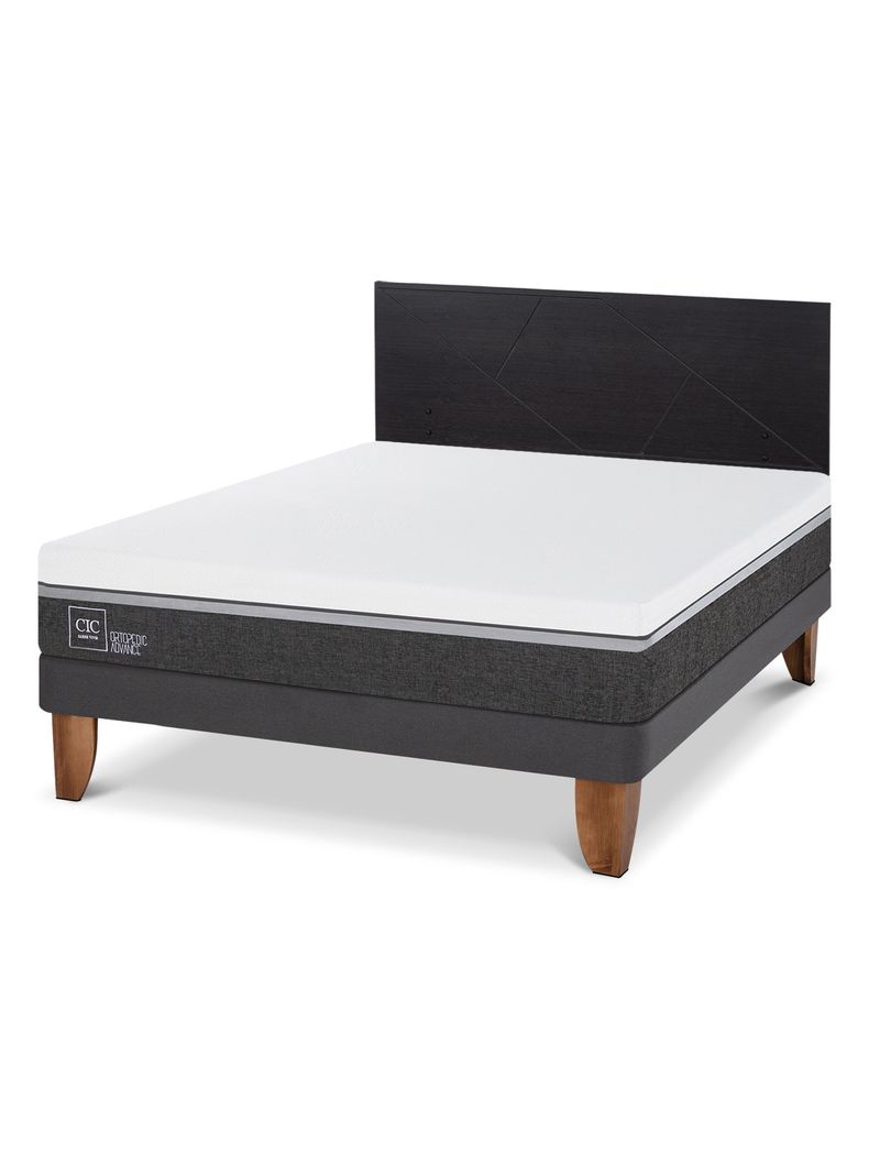 Cama Europea Ortopedic Advance 2 Plazas + Respaldo Villarrica Negro