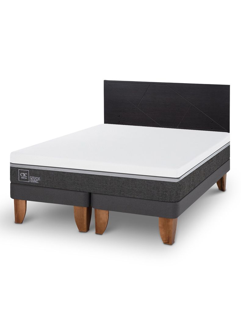 Cama Europea Ortopedic Advance 2 Plazas Base Dividida + Respaldo Villarrica Negro-0
