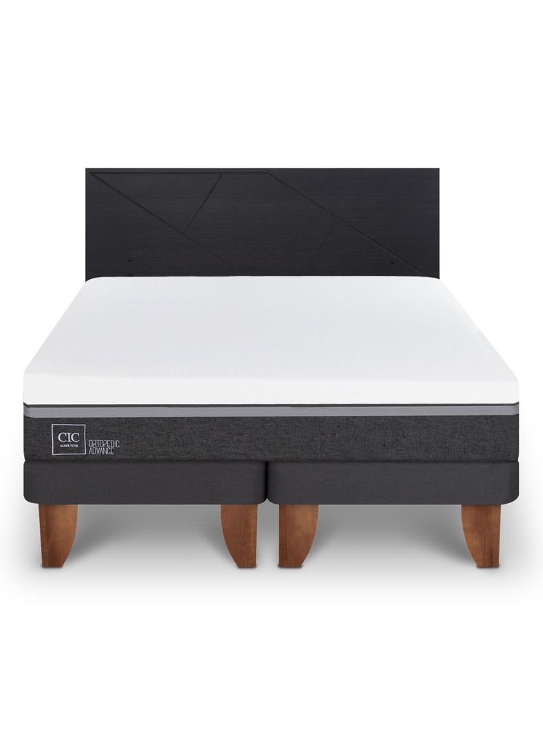 Cama Europea Ortopedic Advance 2 Plazas Base Dividida + Respaldo Villarrica Negro-2