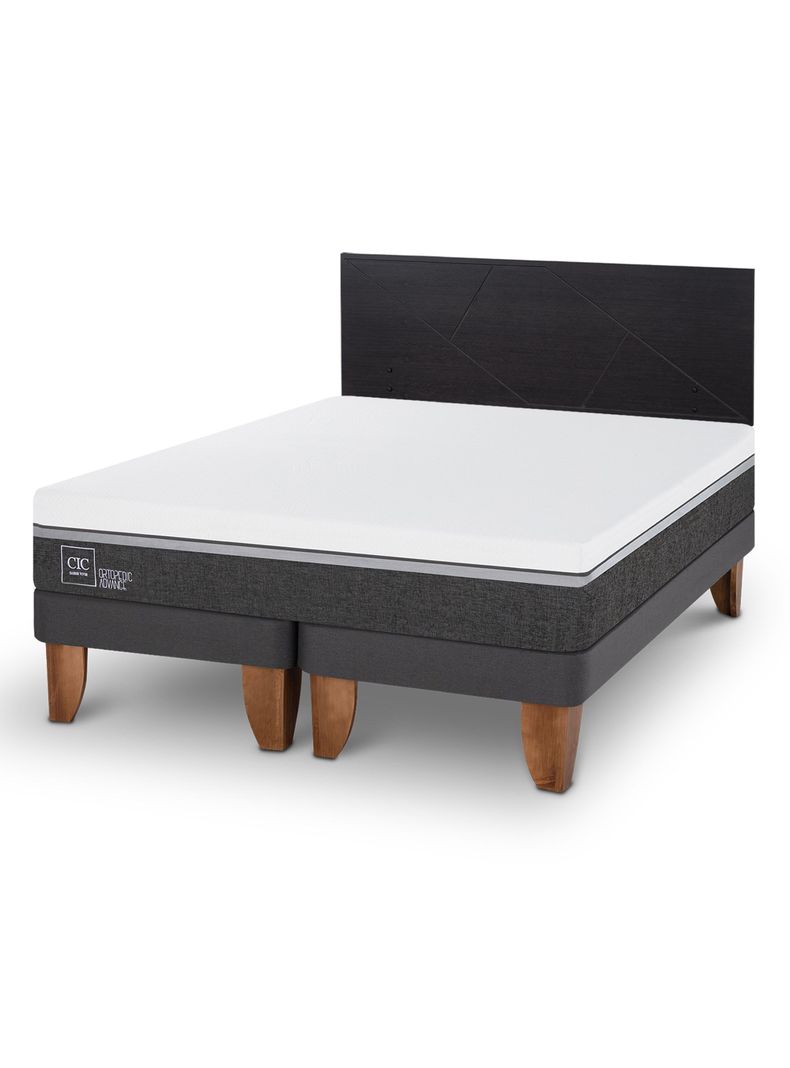 Cama Europea Ortopedic Advance King + Respaldo Villarrica Negro-0