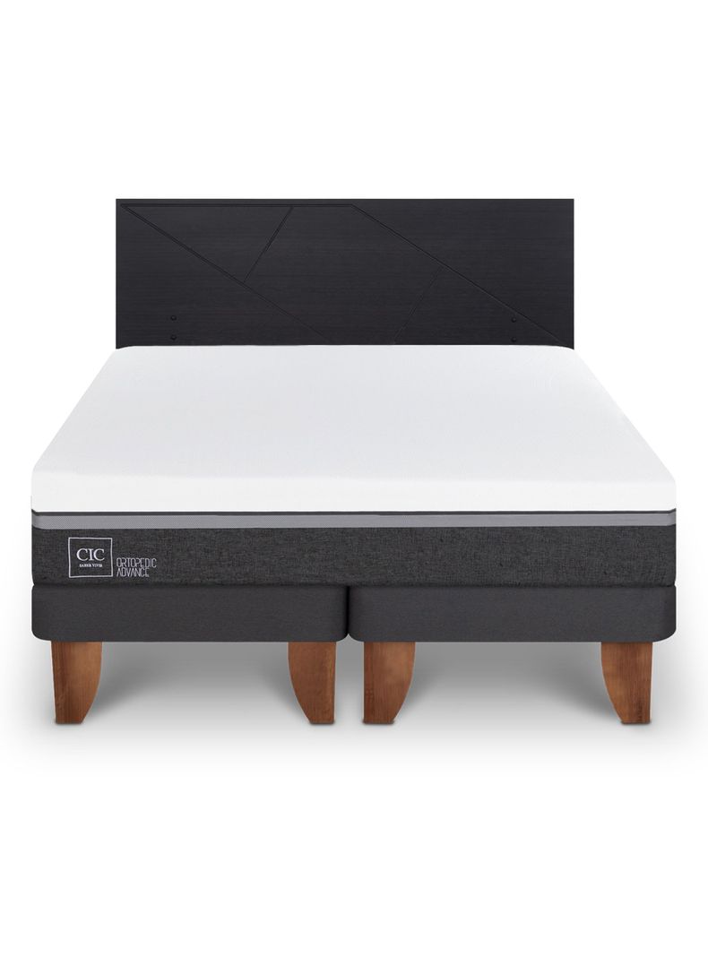 Cama Europea Ortopedic Advance King + Respaldo Villarrica Negro-2