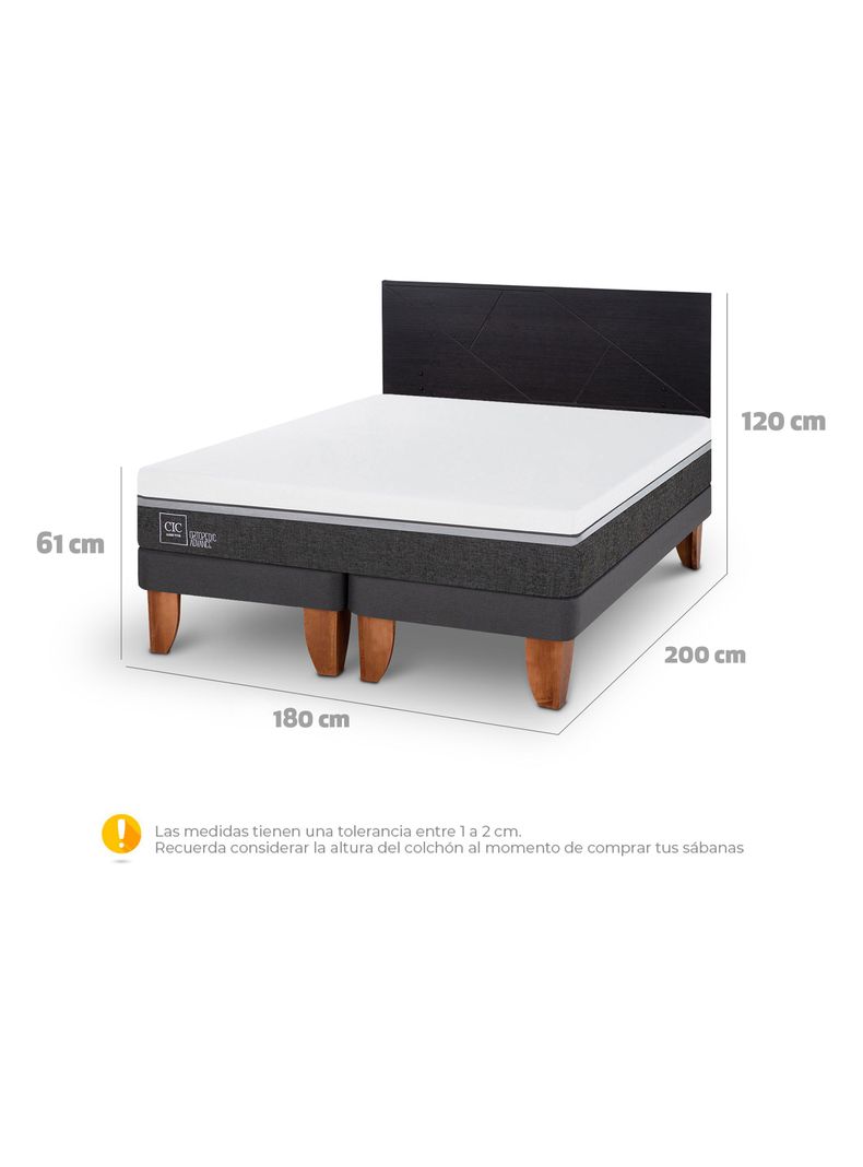 Cama Europea Ortopedic Advance King + Respaldo Villarrica Negro-1