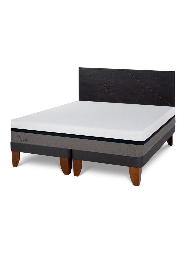 Cama Europea Balance 2 Plazas Base Dividida + Respaldo Villarrica Negro-0
