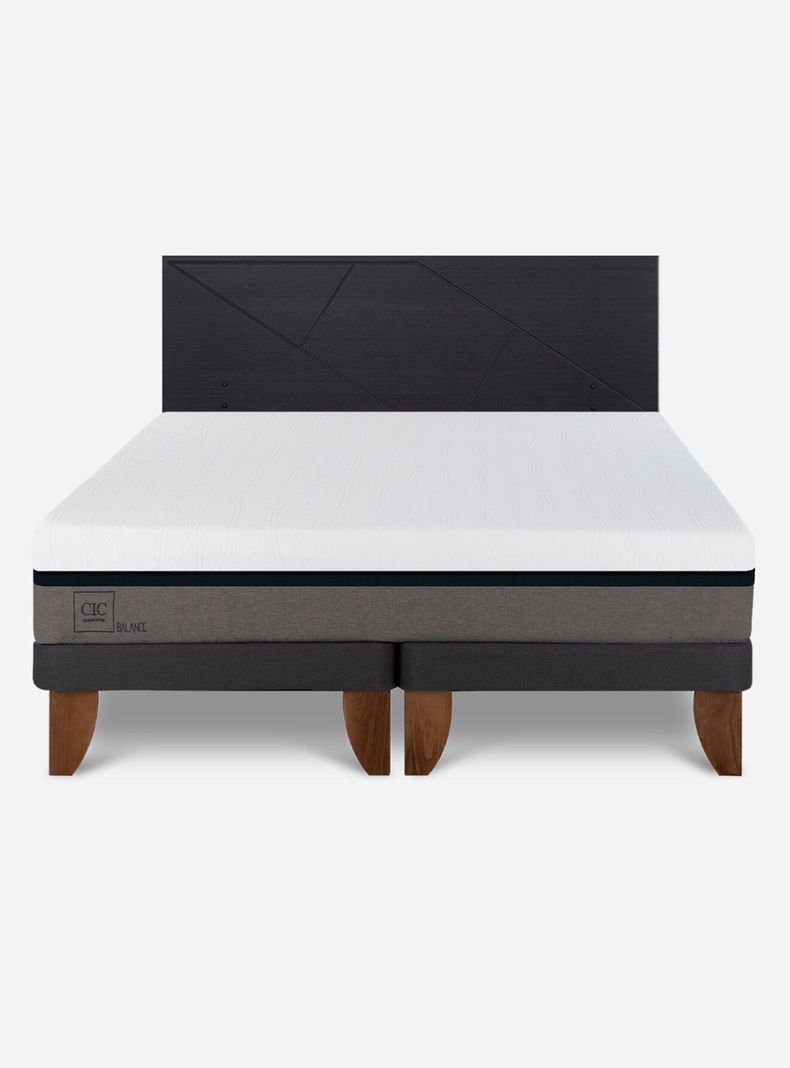 Cama Europea Balance King + Respaldo Villarrica Negro-2