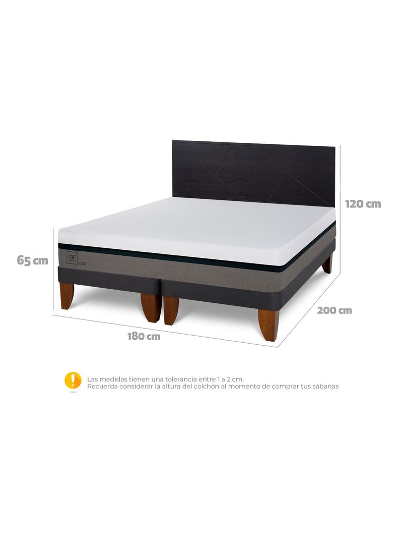 Cama Europea Balance King + Respaldo Villarrica Negro-1