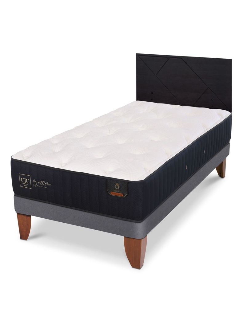 Cama Europea Premium 1.5 Plazas + Respaldo Villarrica Negro-0