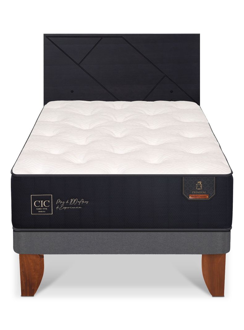 Cama Europea Premium 1.5 Plazas + Respaldo Villarrica Negro-2
