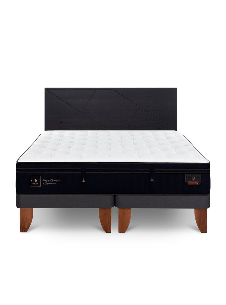 Cama Europea Súper Premium King + Respaldo Villarrica Negro-2