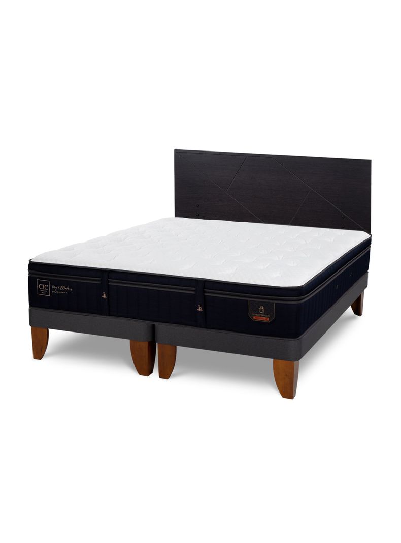 Cama Europea Súper Premium King + Respaldo Villarrica Negro-0