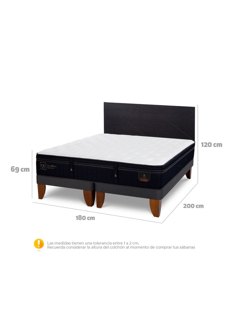Cama Europea Súper Premium King + Respaldo Villarrica Negro-1