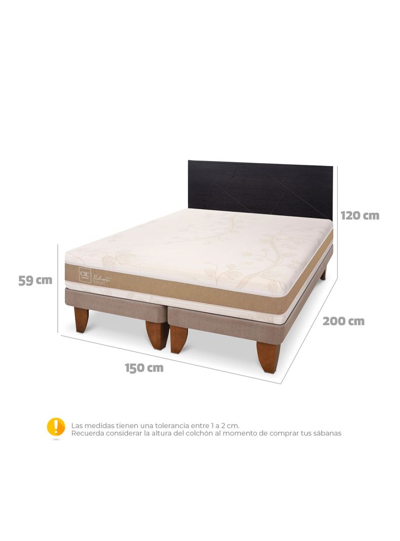 Cama Europea Rilassati Infinity 2 Plazas Base Dividida + Respaldo Villarrica Negro-1