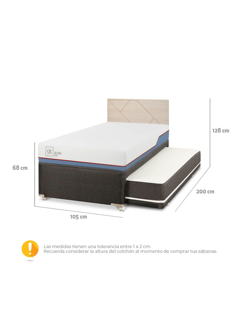 Diván Excellence Plus Black 1.5 Plazas Respaldo Villarrica Alpino-1