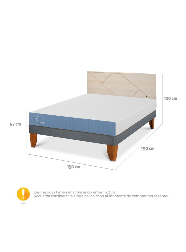 Cama Europea Excellence 2 Plazas x190 cm + Respaldo Villarrica Alpino-1