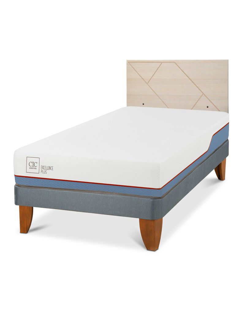 Cama Europea Excellence Plus 1.5 Plazas + Respaldo Villarrica Alpino-0
