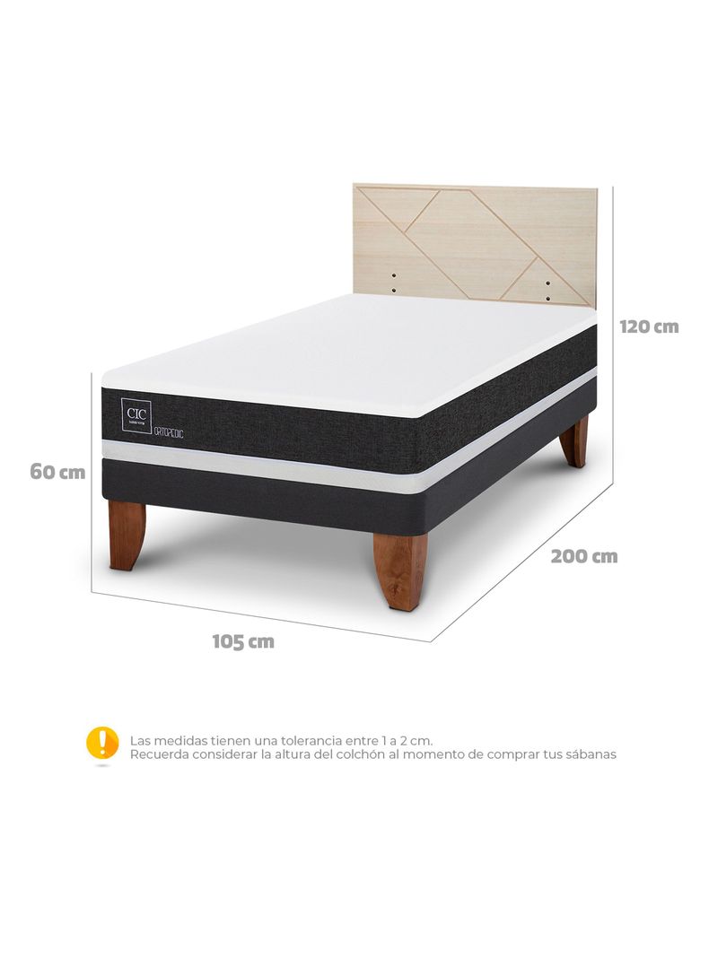 Cama Europea Ortopedic 1.5 Plazas + Respaldo Villarrica Alpino-1