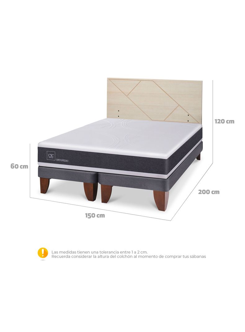 Cama Europea Ortopedic 2 Plazas Base Dividida + Respaldo Villarrica Alpino-1
